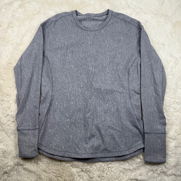 Lululemon Outrun Long Sleeve Jacquard Arctic Ice Grey Shirt Women's Small - Picture 1 of 7